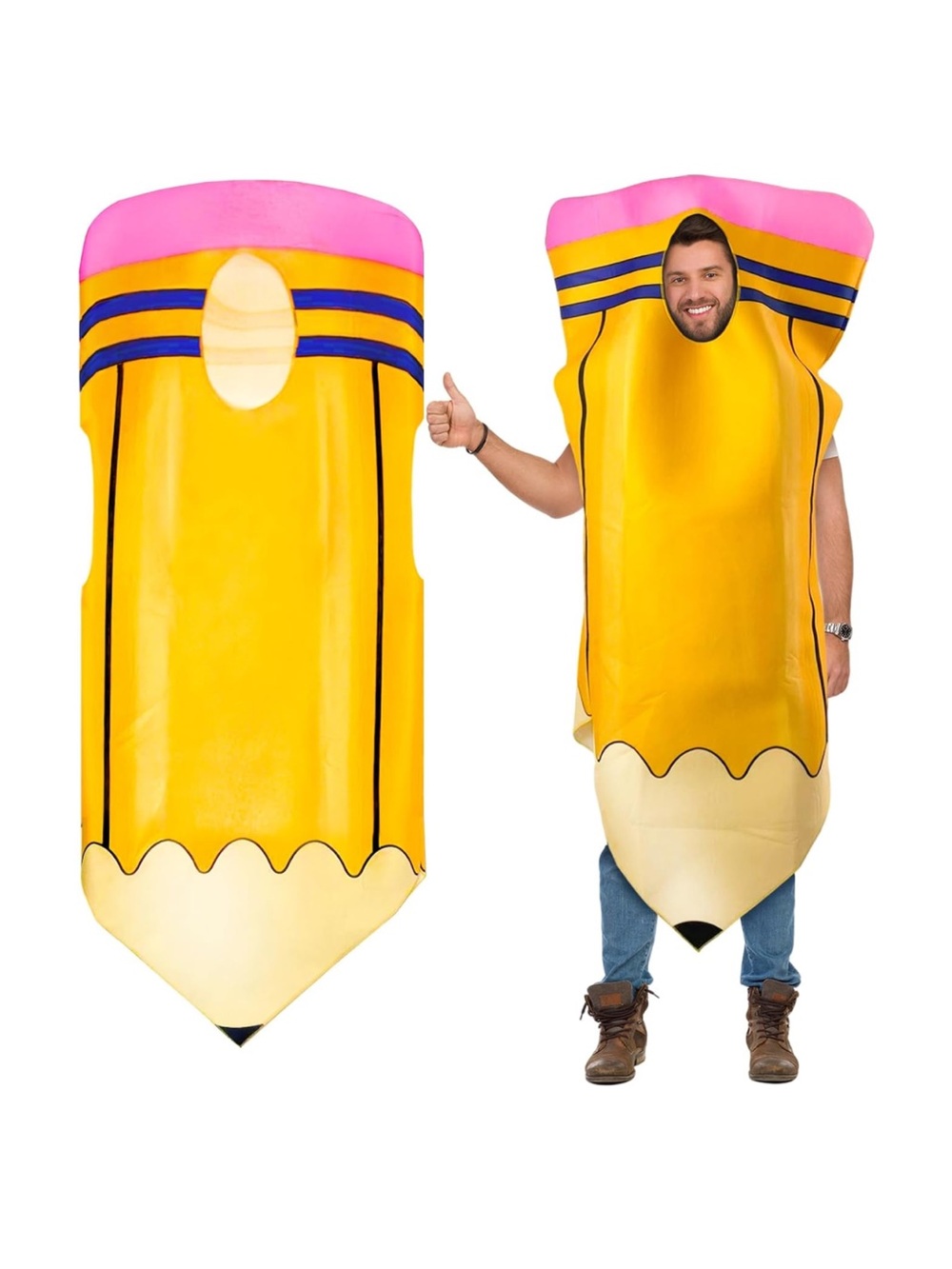 Yellow Pencil Costume with Pink Eraser - Unbranded